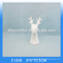 Personalized white ceramic christmas deer head decoration